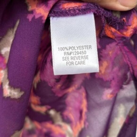 Apt.9 purple floral V-neck tunic semi-sheer blouse size M - Picture 6 of 6